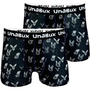 UNABUX Boxershorts ' BLACK WHITE RABBIT '  zwart