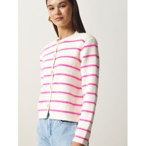 Happiness İstanbul Gebreid vest  crème / pink