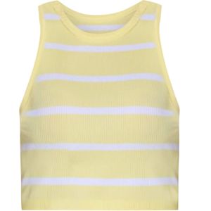 No Matter What Top  pasteelgeel / wit