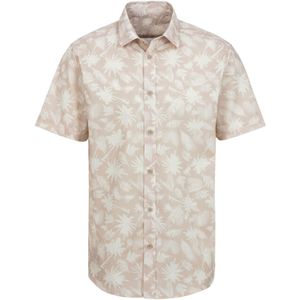 Beachtime - Hawaï-overhemd - Beige gedessineerd - Korte Mouw - Puur Katoen