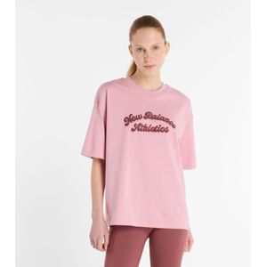 New Balance - Linear Heritage - Oversized T-shirt - Roze - Dames