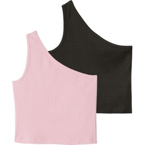 Top - Mouwloos - Ribgebreid - 2-pack