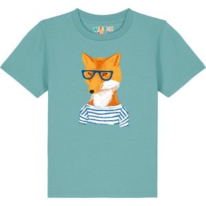 watabout.kids Shirt 'Fuchs'  blauw / turquoise / oranje / wit