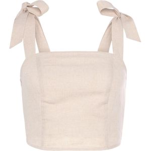 Lascana - Crop-top - Beige - Gemaakt van een linnen-viscosemix