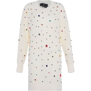 faina Gebreide jurk  enziaan / groen / rood / natuurwit