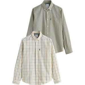 Next Overhemd  beige / donkerblauw / groen / wit