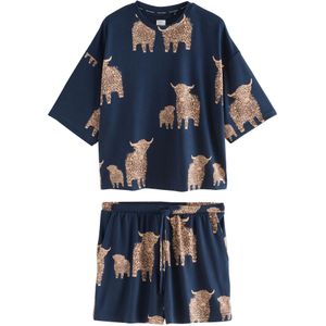 Next Korte pyjama  beige / navy / bruin