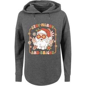 F4NT4STIC Sweatshirt 'Stay Merry And Bright Hippie Santa'  donkergrijs / gemengde kleuren