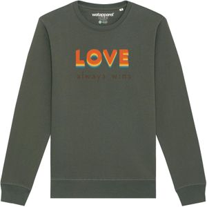 Watapparel Sweatshirt ' Love always wins '  kaki / gemengde kleuren