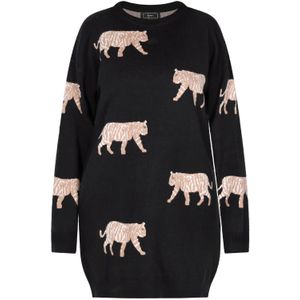 faina Gebreide jurk  beige / zwart