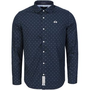 La Martina Overhemd 'MBC016'  donkerblauw / wit