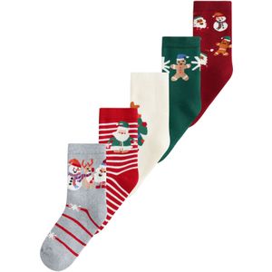 Next Sokken 'Christmas'  grijs / spar / donkerrood / wit
