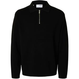 Selected - Relaxed Fit - Gebreide Polo met Col - Halve Rits - Lange Mouwen
