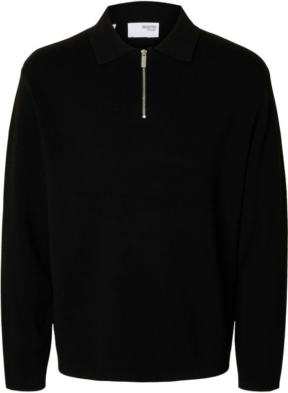Selected - Relaxed Fit - Gebreide Polo met Col - Halve Rits - Lange Mouwen