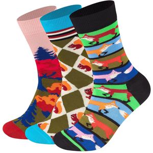 Happy Socks Sokken 'Squirrel, Autumn, Fox'  lichtblauw / limoen / oranje / zwart