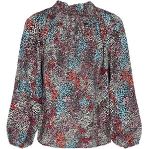 faina Blouse 'Fashion Look'  lichtblauw / rood / zwart / wolwit