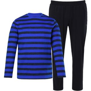 Men Plus Pyjama lang  kobaltblauw / zwart
