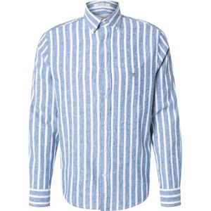 Rich Blue - Overhemd - Luchtig - Linnen - Lange Mouwen - Button-downkraag