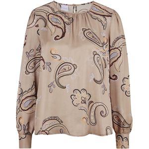 MADELEINE Blouse  beige / lichtblauw / zwart