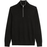 Marc O'Polo - Trui - Zwart - Knitwear - Halve Rits - Geribbelde Kraag