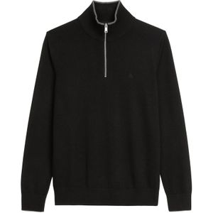 Marc O'Polo - Trui - Zwart - Knitwear - Halve Rits - Geribbelde Kraag