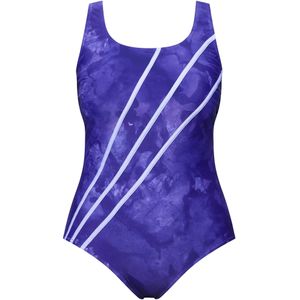 Ulla Popken Badpak  violetblauw / wit