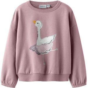 NAME IT Sweatshirt 'NMFSwana'  grijs / sering / oranje / wit