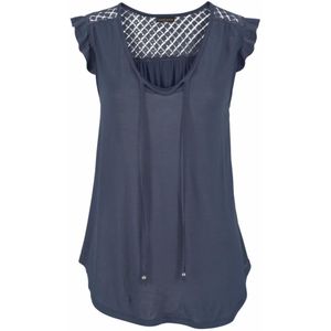 BUFFALO - Shirt - Indigo - V-hals - Kwartmouw - Effen