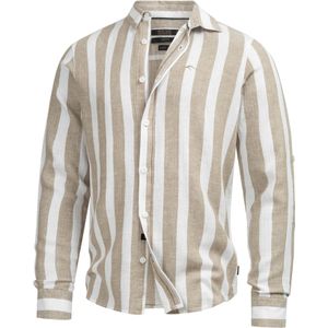 INDICODE JEANS - Overhemd - Beige/Wit - Regular Fit - Lange Mouw