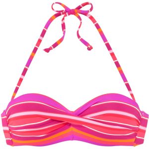 Look - Gestreept - Bandeau Bikini - Pink - Gewatteerde Cups
