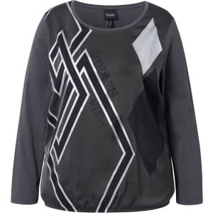 Ulla Popken Shirt  donkergrijs / zwart / zilver