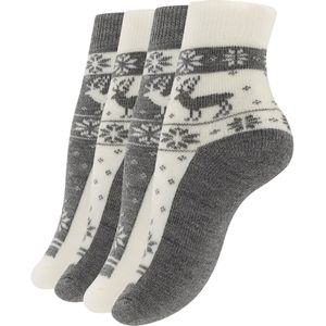 Yenita Sokken  grijs gemêleerd / wit