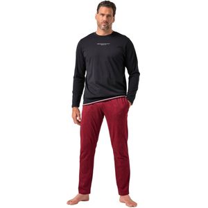 JP1880 Pyjama lang  donkerrood / zwart / wit