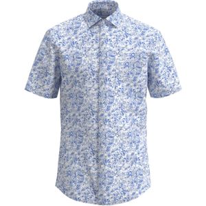 SEIDENSTICKER - Overhemd - Lichtblauw / Wit Gemêleerd - Katoen - Slim Fit - Halve Mouw