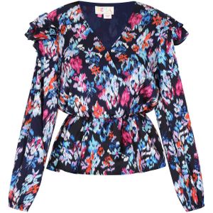 IZIA Blouse  navy / lichtblauw / donkeroranje / pink