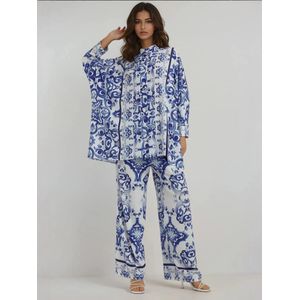 Hiccup Blouse  blauw / kobaltblauw / wit