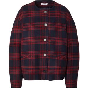 EDITED Tussenjas 'Aino Wool'  navy / rood