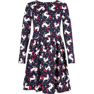 happy girls - Midi-jurk - Navy - Regular Fit - Lange Mouwen - All-over Print