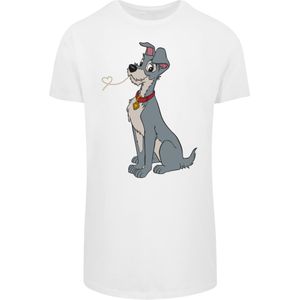 F4NT4STIC Shirt 'Lady And The Tramp Spaghetti Heart'  grijs / donkerrood / zwart / wit
