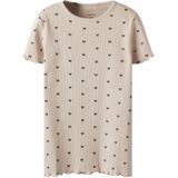 Ribgebreid T-shirt - Slim Fit - Korte Mouwen - All-over Print