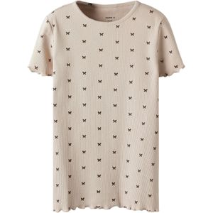 Ribgebreid T-shirt - Slim Fit - Korte Mouwen - All-over Print