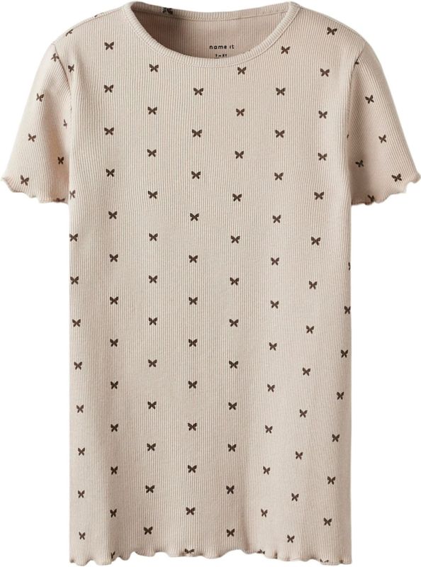 Ribgebreid T-shirt - Slim Fit - Korte Mouwen - All-over Print