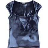 Desigual - Shirt - Duifblauw - Jersey - Kwartmouw