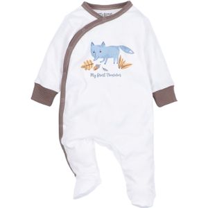 NINI Rompertje/body 'Forest Treasures'  hemelsblauw / bruin / geel / wit