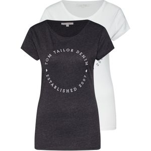 TOM TAILOR DENIM Shirt  antraciet / wit