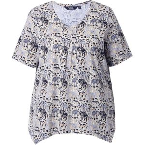 Ulla Popken Shirt  sand / lichtgrijs / zwart / wit