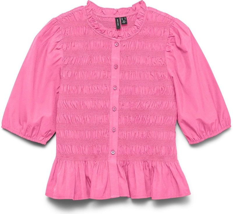 Top - O-hals - Volumineuze Mouwen - Knoopsluiting - Tight Fit