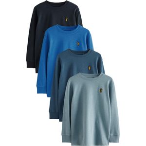 Next - Shirt - Blauw - 4 Pack - Lange Mouw - Normale Pasvorm