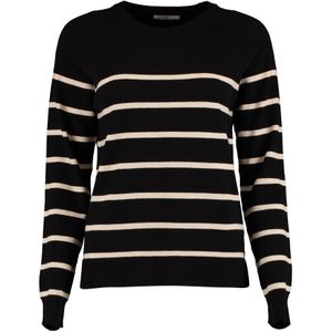 Trui - Black/Beige Stripe - Breisel - Ronde Hals - Lange Mouwen