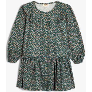 Koton Jurk  lichtblauw / donkergroen / oranje